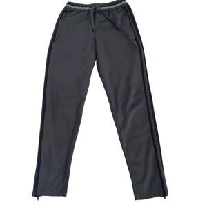 EUC Adidas Gray Black Stripe Climalite Soccer Pants/Joggers Ankle Side Zip - Sma